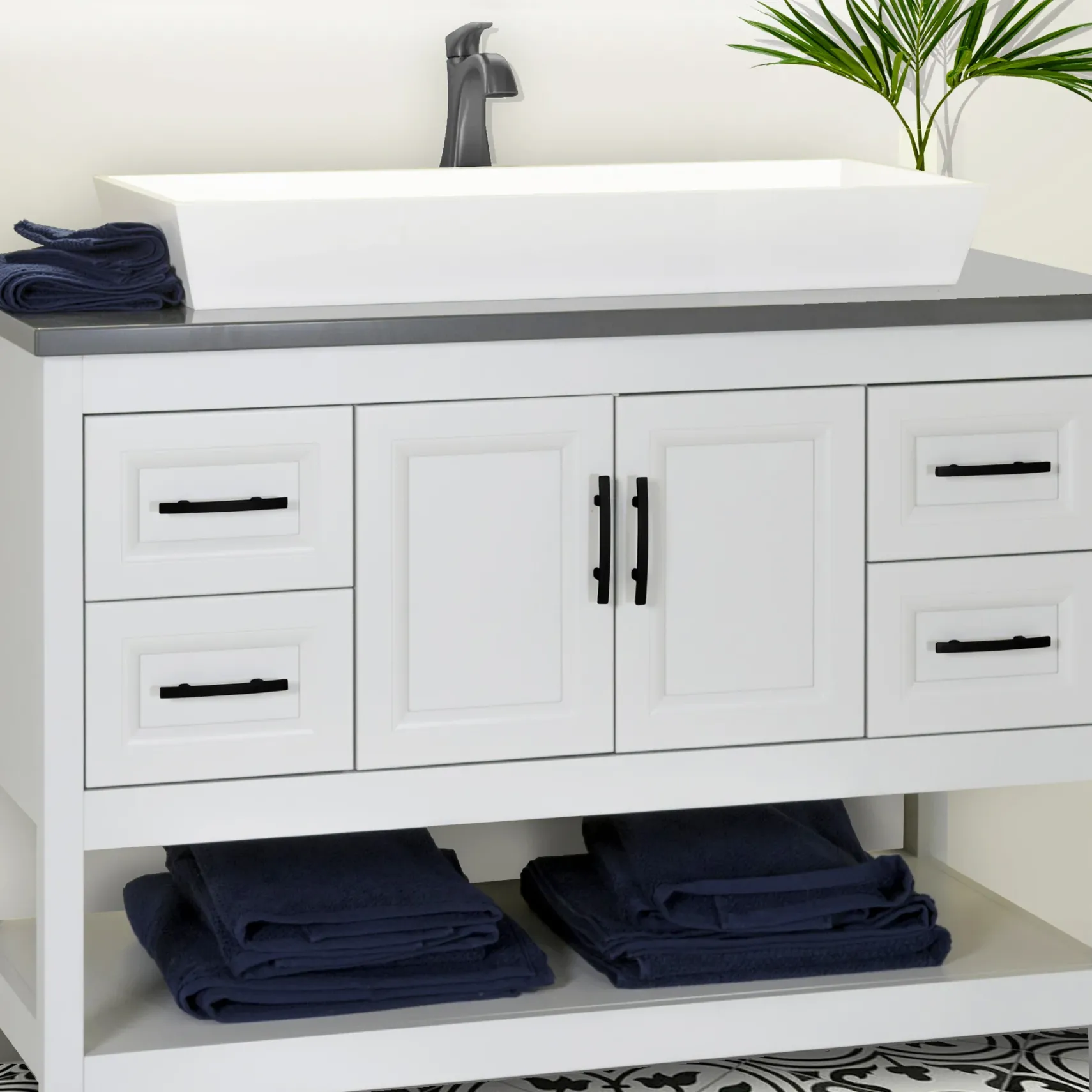 Nantucket Sinks Glacierstone 36" Bathroom Sink, White, NS-GSTR36