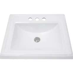 Nantucket Sinks Great Point 23" x 18.25" x 8.75" Rectangular Drop In/Topmount Ceramic - Vitreous China Bathroom Sink, White, DI-2418-R4