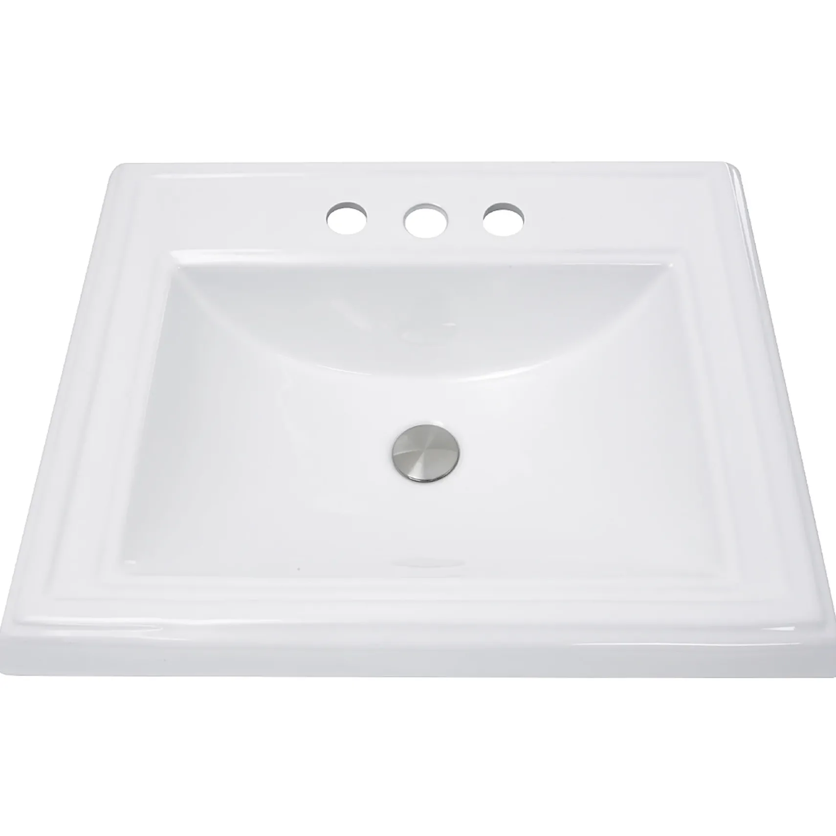 Nantucket Sinks Great Point 23" x 18.25" x 8.75" Rectangular Drop In/Topmount Ceramic - Vitreous China Bathroom Sink, White, DI-2418-R4
