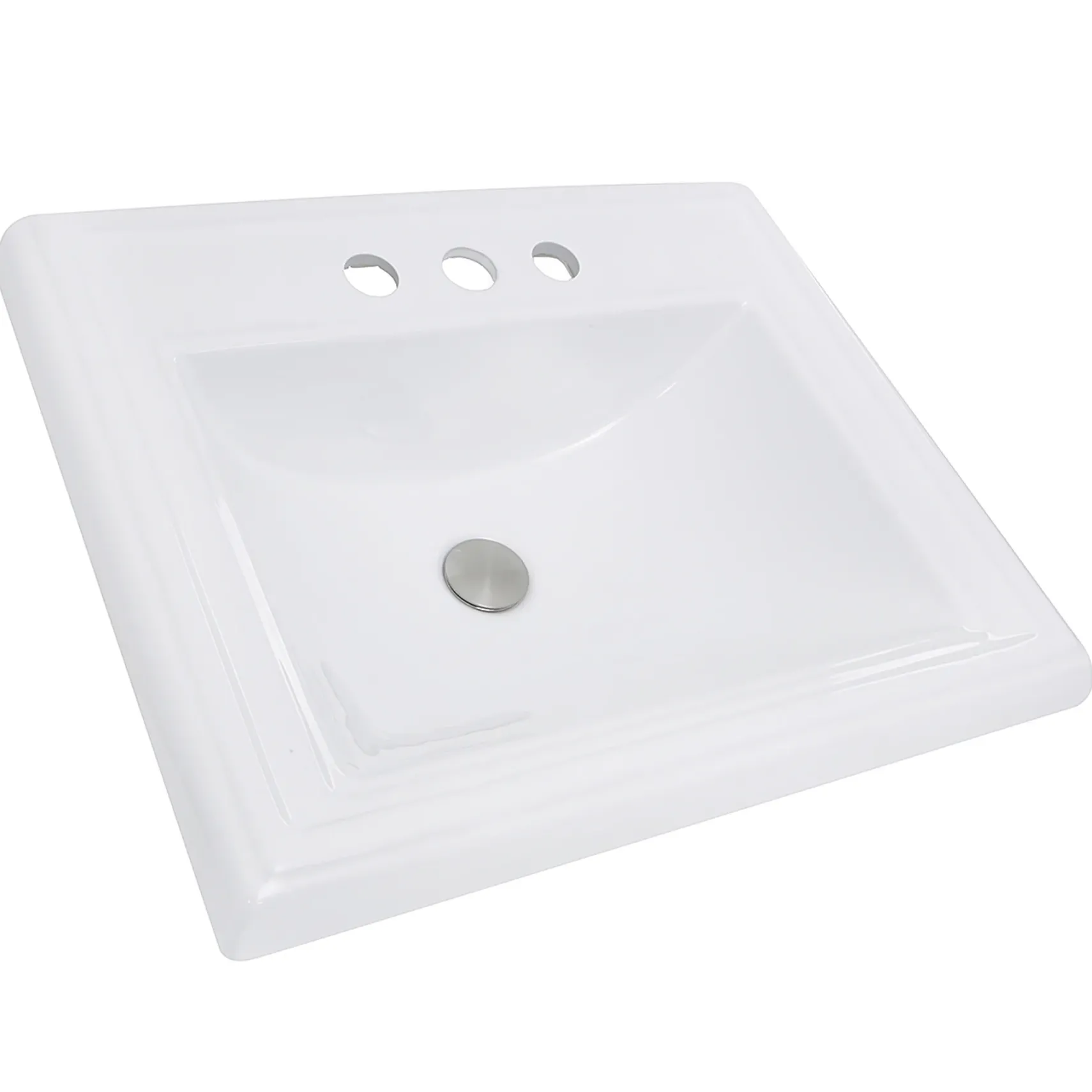 Nantucket Sinks Great Point 23" x 18.25" x 8.75" Rectangular Drop In/Topmount Ceramic - Vitreous China Bathroom Sink, White, DI-2418-R4