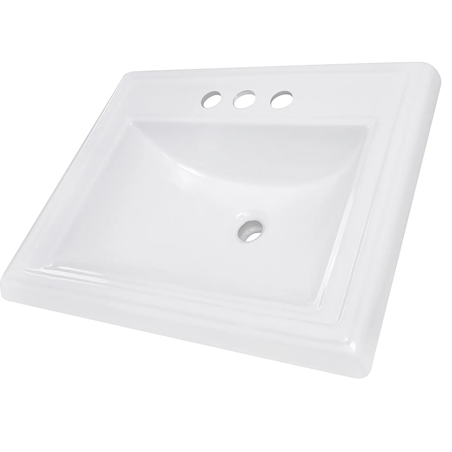 Nantucket Sinks Great Point 23" x 18.25" x 8.75" Rectangular Drop In/Topmount Ceramic - Vitreous China Bathroom Sink, White, DI-2418-R4