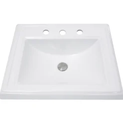 Nantucket Sinks Great Point 23" Ceramic Bathroom Sink, White, DI-2418-R8