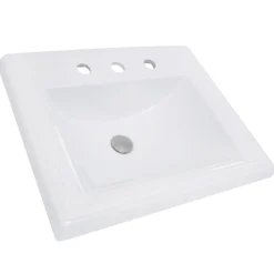 Nantucket Sinks Great Point 23" Ceramic Bathroom Sink, White, DI-2418-R8