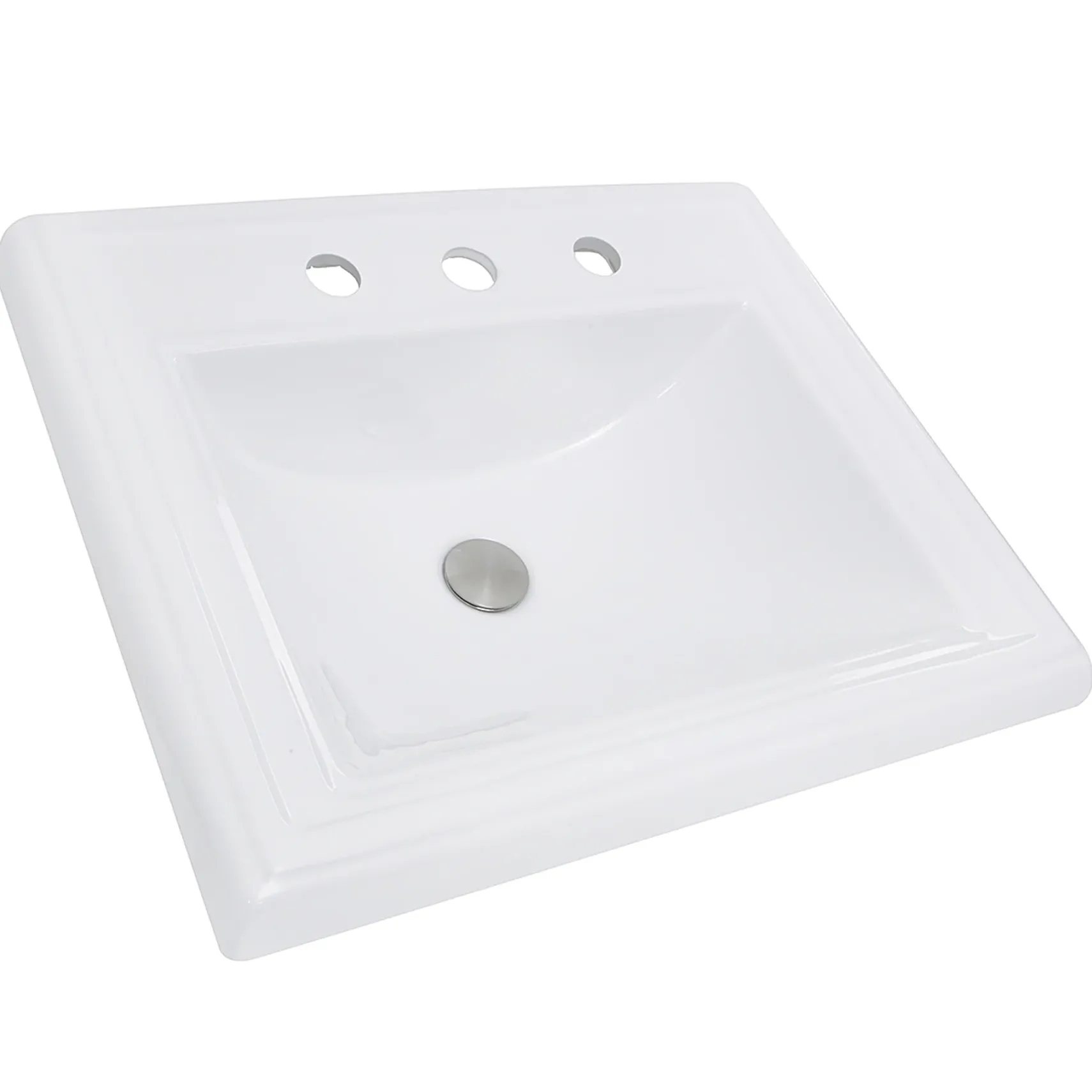 Nantucket Sinks Great Point 23" Ceramic Bathroom Sink, White, DI-2418-R8