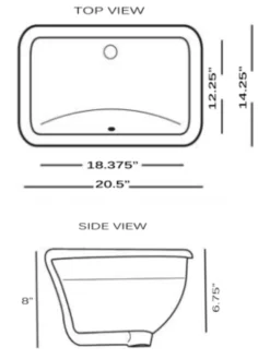 Nantucket Sinks Great Point 21" Ceramic Bathroom Sink, Bisque, UM-18x12-B