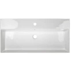 Nantucket Sinks Newport 36" x 18" Rectangle Wallmount Fireclay Bathroom Sink with Accessories, White, NS-NPCS36W