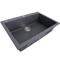 Nantucket Sinks Plymouth 30" Granite Composite Kitchen Sink, Black, PR3020-DM-BL