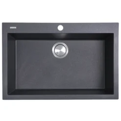 Nantucket Sinks Plymouth 30" Granite Composite Kitchen Sink, Black, PR3020-DM-BL