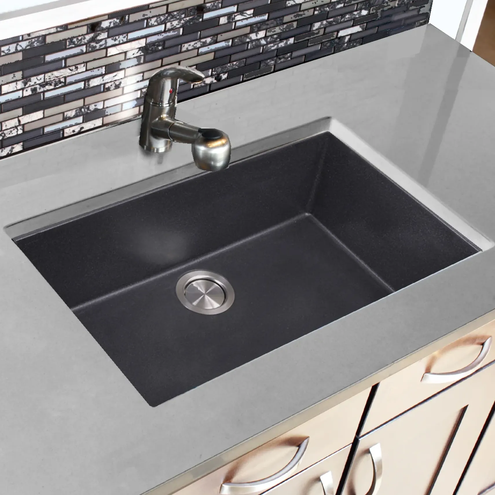 Nantucket Sinks Plymouth 30" Granite Composite Kitchen Sink, Black, PR3020-DM-BL