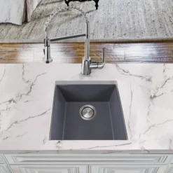 Nantucket Sinks Plymouth 16" Granite Composite Bar Sink, Titanium, PR1716-TI