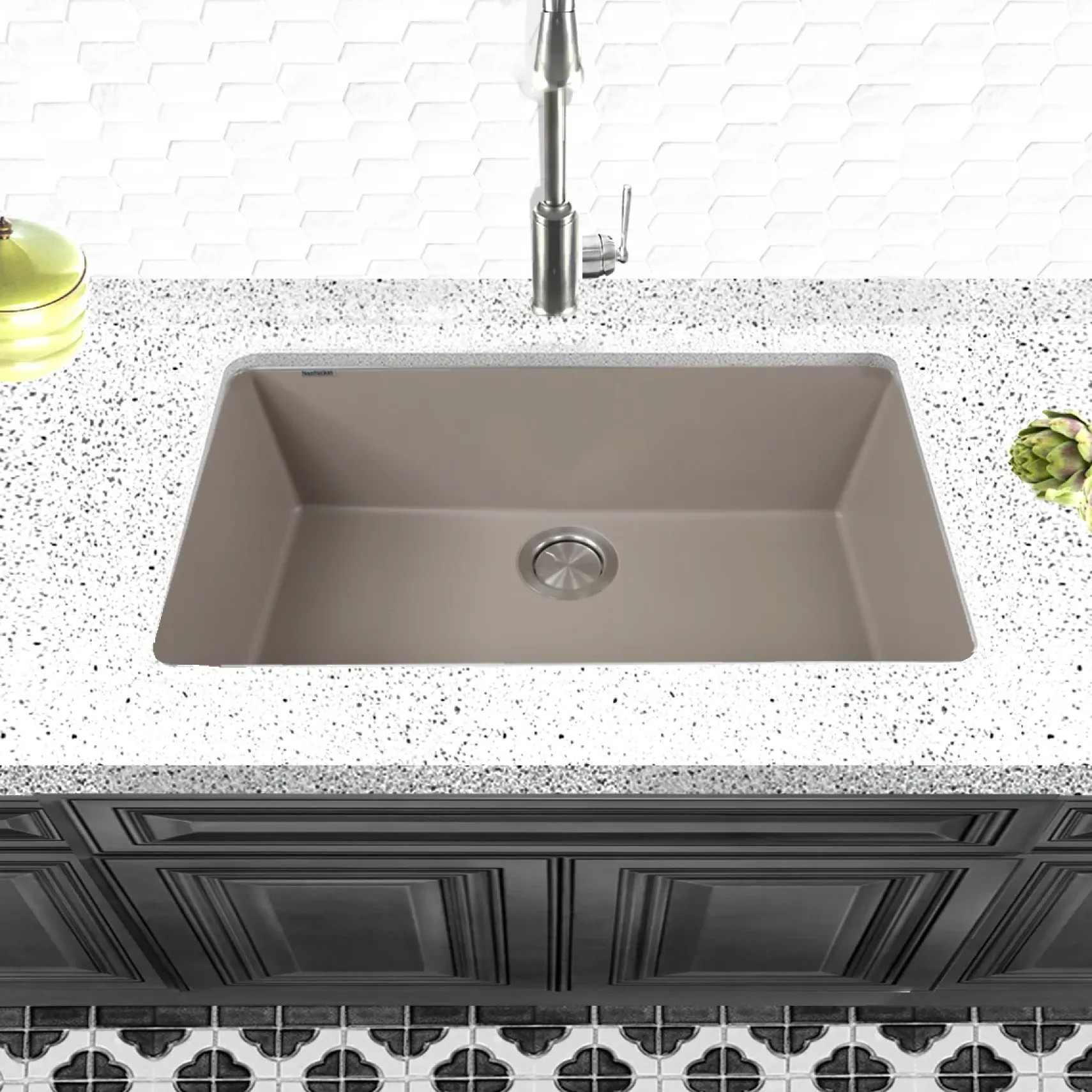 Nantucket Sinks Plymouth 30" Granite Composite Kitchen Sink, Truffle, PR3018-TR