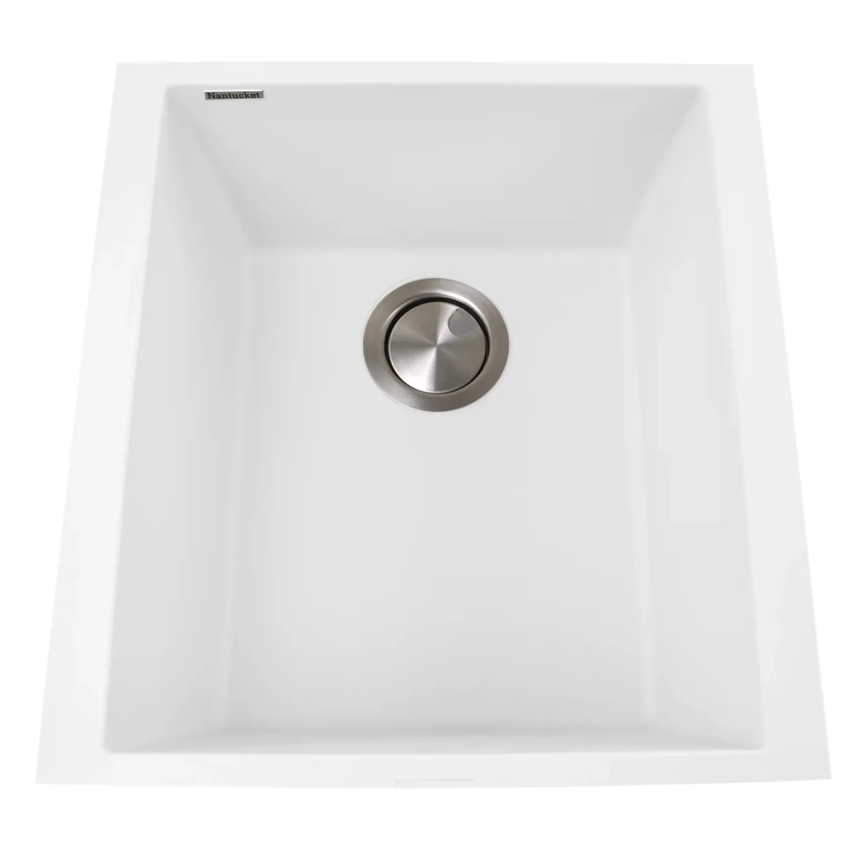 Nantucket Sinks Plymouth 16" Rectangle Granite Composite Bar/Kitchen Sink, White, PR1716-W