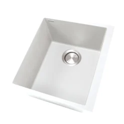 Nantucket Sinks Plymouth 16" Rectangle Granite Composite Bar/Kitchen Sink, White, PR1716-W