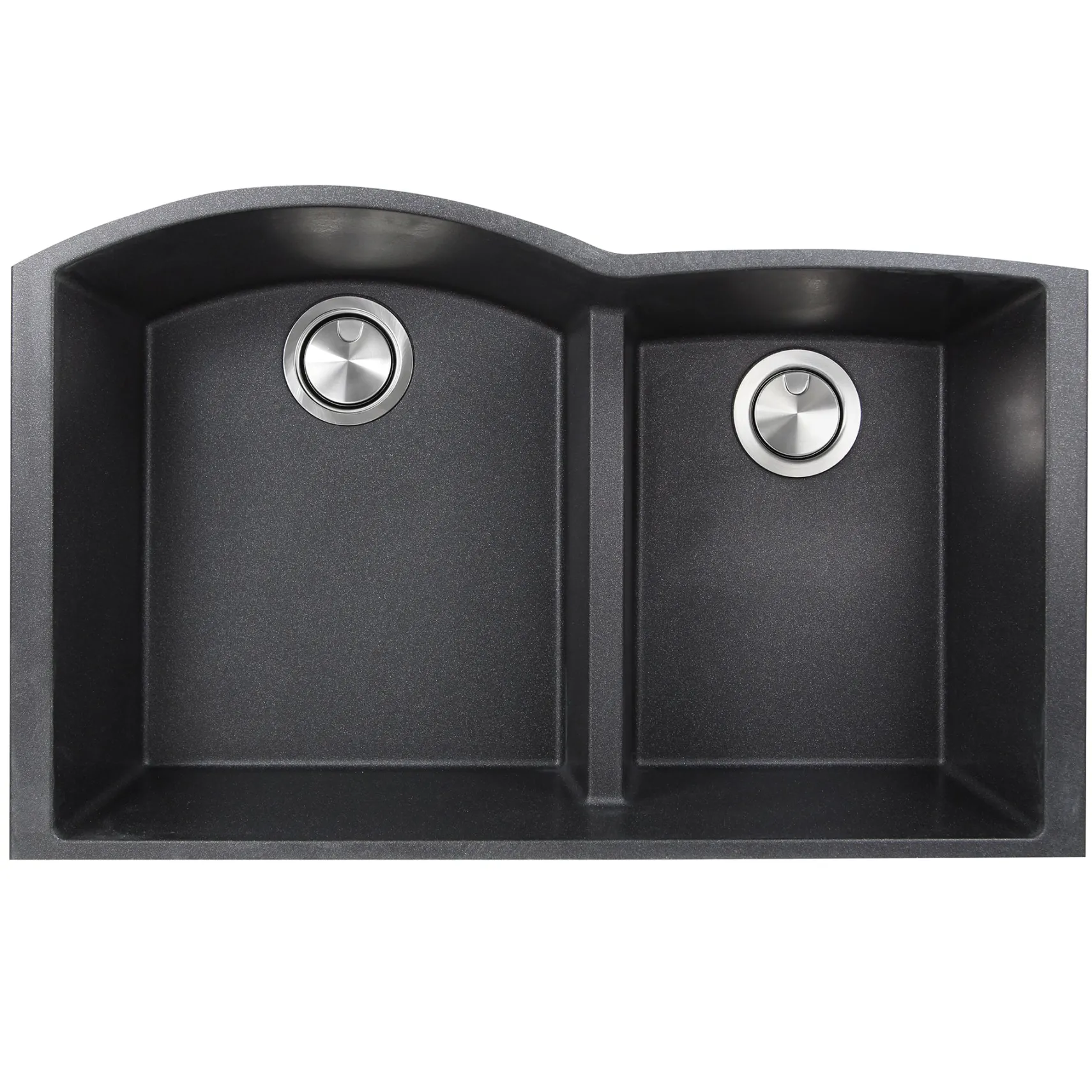 Nantucket Sinks Plymouth 33" Granite Composite Kitchen Sink, 60/40 Double Bowl, Black, PR6040-BL-UM