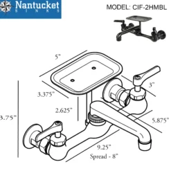 Nantucket Sinks Premium Kitchen 1.5 GPM Brass Utility/Mud/Laundry Faucet, Handle, Black, CIF-2HMBL