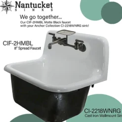Nantucket Sinks Premium Kitchen 1.5 GPM Brass Utility/Mud/Laundry Faucet, Handle, Black, CIF-2HMBL