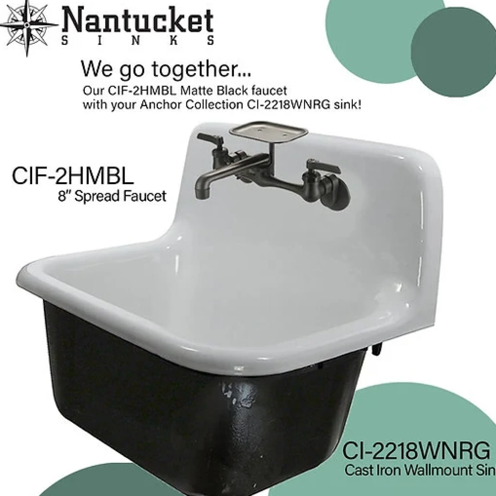 Nantucket Sinks Premium Kitchen 1.5 GPM Brass Utility/Mud/Laundry Faucet, Handle, Black, CIF-2HMBL