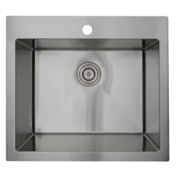 Nantucket Sinks Pro Series 25" Drop In/Topmount 304 Stainless Steel Laundry/Utility Sink with Accessories, SR2522-12-16