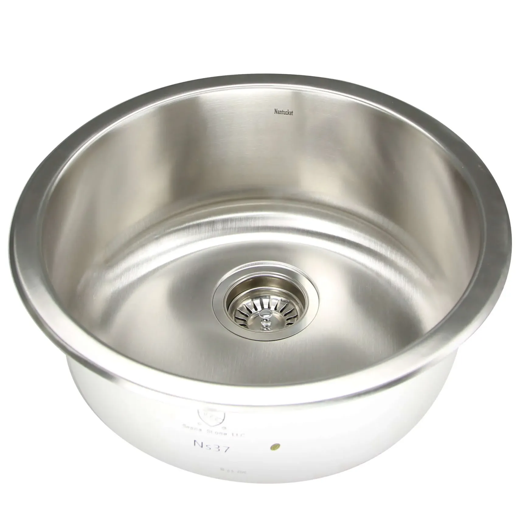 Nantucket Sinks Quidnet 18" Round 304 Stainless Steel Bar/Prep Sink with Accessories, NS37
