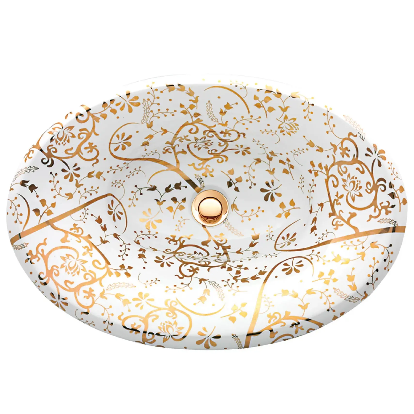 Nantucket Sinks Regatta 25" Fireclay Bathroom Sink, White/Gold, RC70640GS