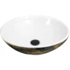 Nantucket Sinks Regatta 17" Fireclay Bathroom Vessel Sink, White/Gold, RC7040GMS-W