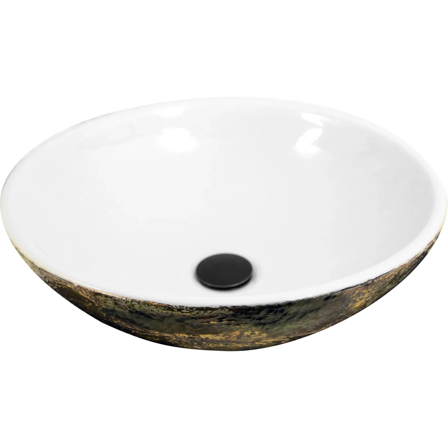 Nantucket Sinks Regatta 17" Fireclay Bathroom Vessel Sink, White/Gold, RC7040GMS-W