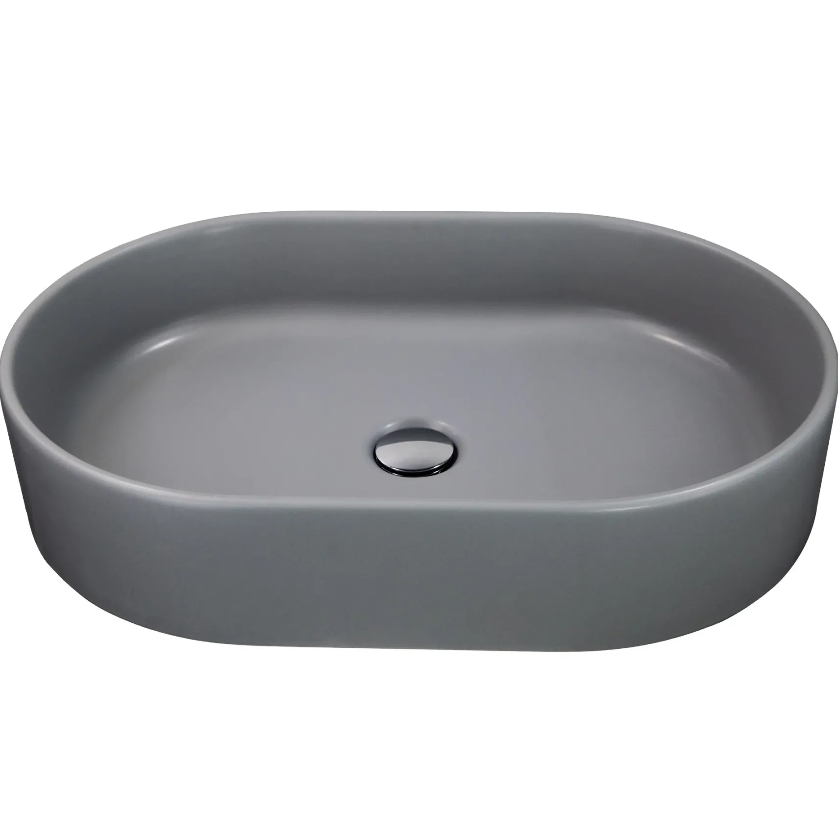 Nantucket Sinks Regatta 23.75" x 15.75" Oval Fireclay Bathroom Vessel Sink with Accessories, Matte Concrete, RC5022C