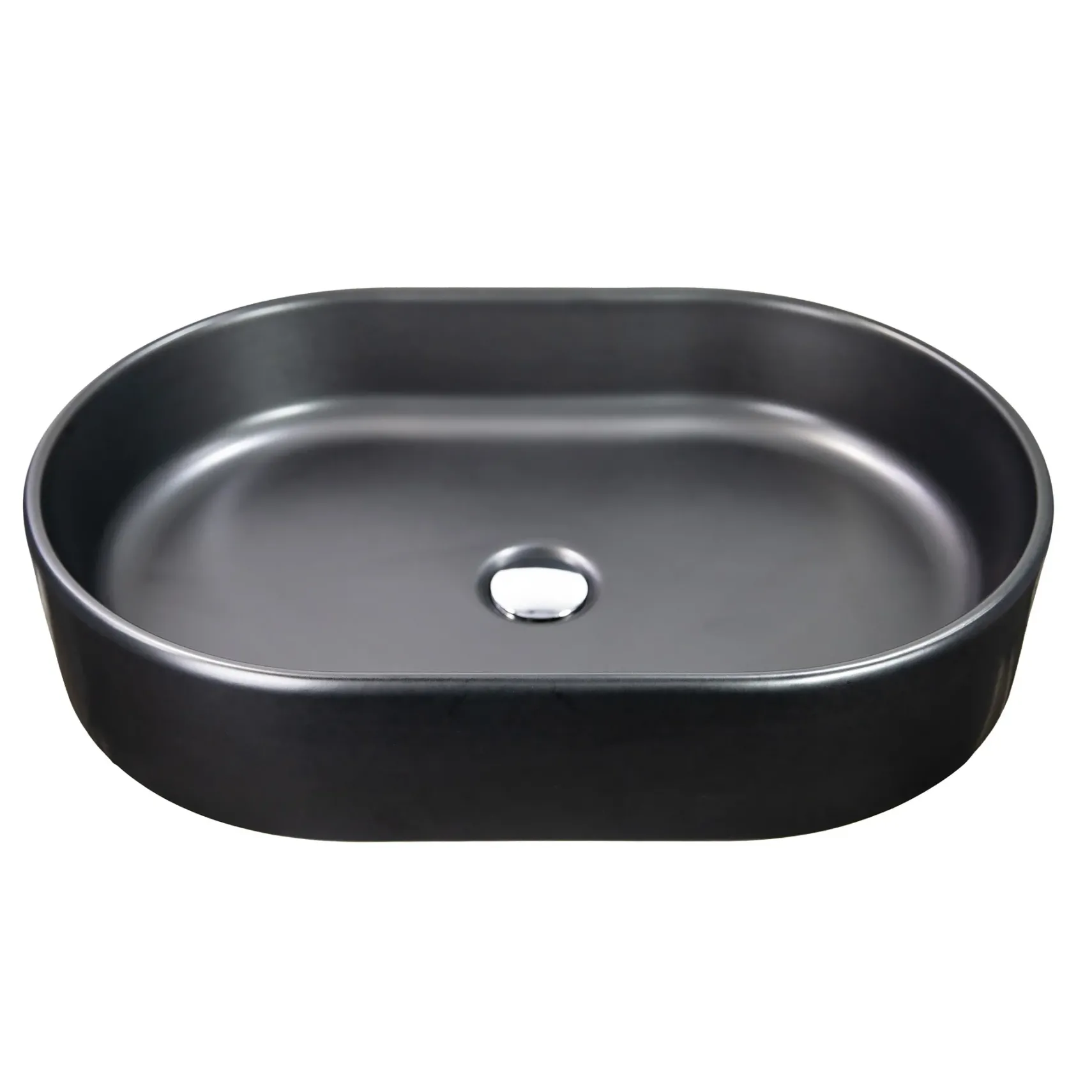 Nantucket Sinks Regatta 23.75" x 15.75" Oval Fireclay Bathroom Vessel Sink with Accessories, Matte Black, RC5022MB
