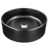 Nantucket Sinks Regatta 15.75" Diameter Round Fireclay Bathroom Vessel Sink with Accessories, Matte Black, RC4011MB