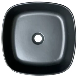 Nantucket Sinks Regatta 15.75" x 15.75" Square Fireclay Bathroom Vessel Sink with Accessories, Matte Black, RC4033MB
