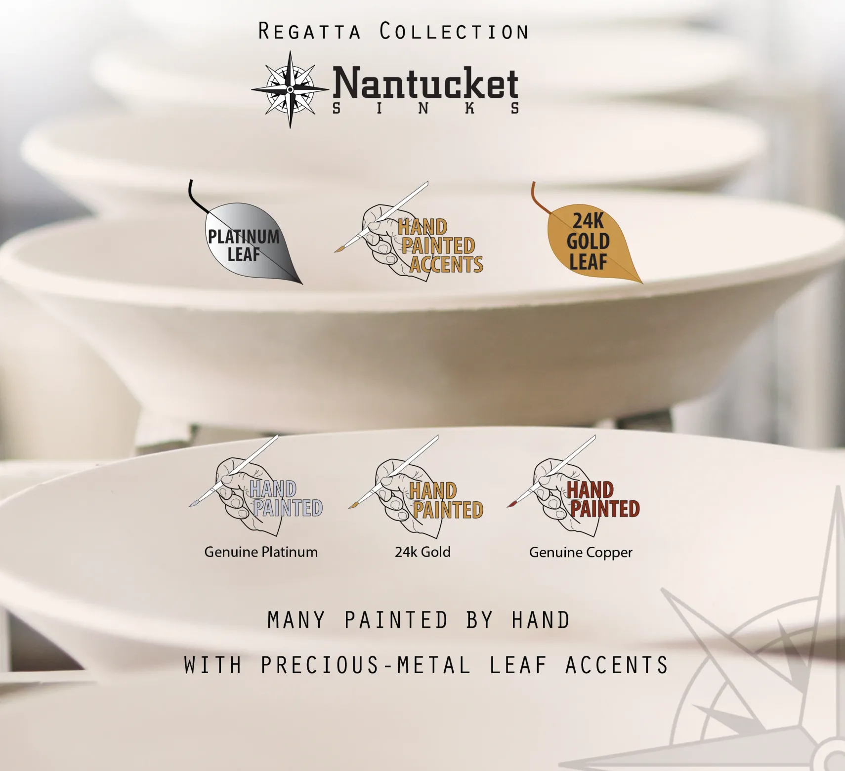 Nantucket Sinks Regatta 19" Fireclay Bathroom Sink, White/Platinum, RC78340SL