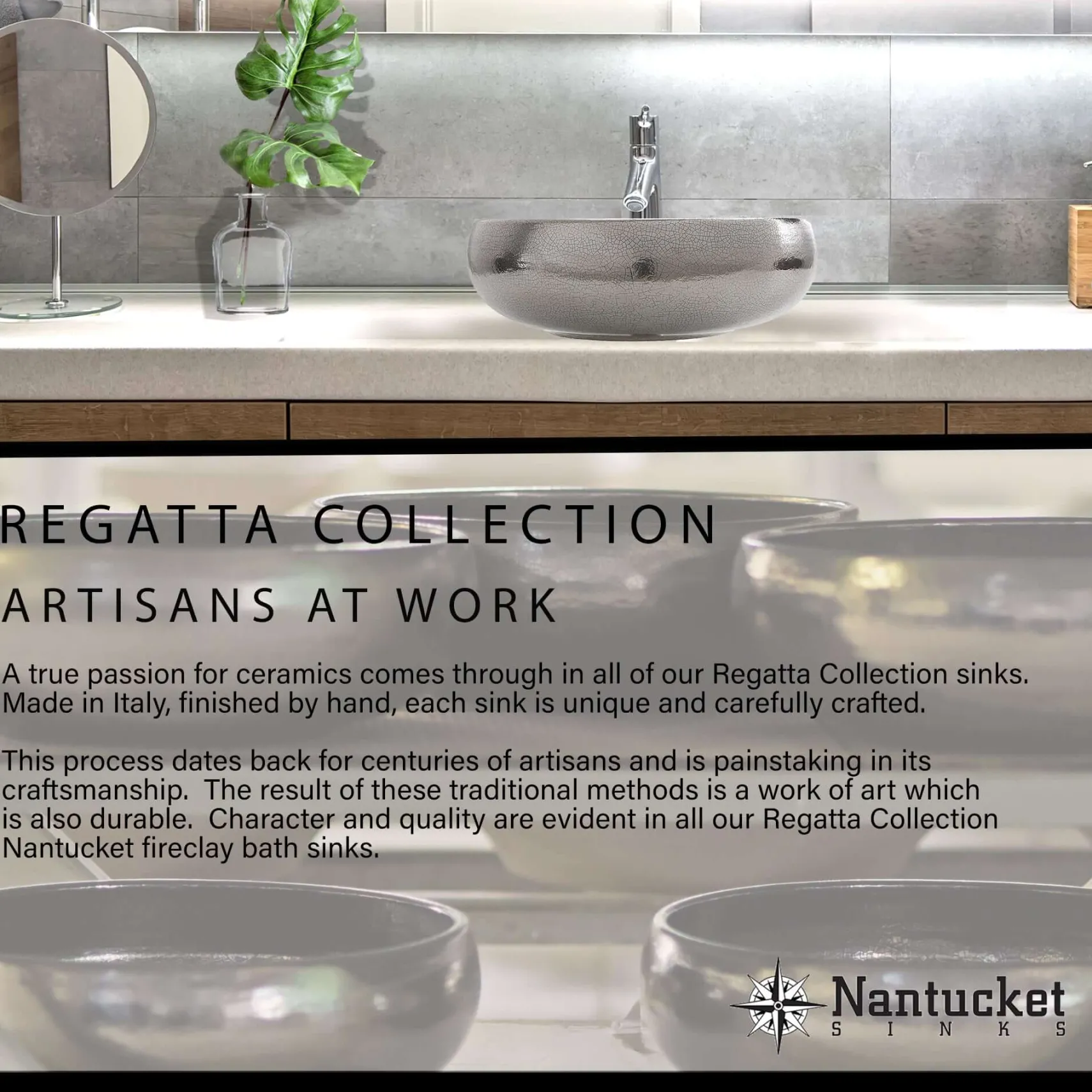 Nantucket Sinks Regatta 20" Fireclay Bathroom Sink, Brown, RC73240BHY