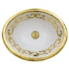Nantucket Sinks Regatta 20" Fireclay Bathroom Sink, White/Gold, RC73240GS