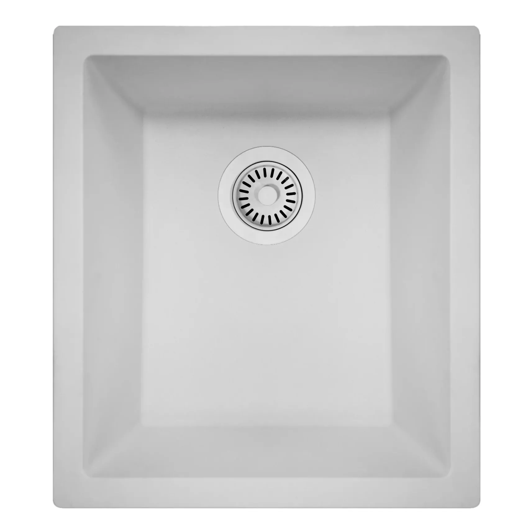 Nantucket Sinks Rockport 15" Rectangle Granite Composite Bar/Kitchen Sink with Accessories, White, PR1815-W