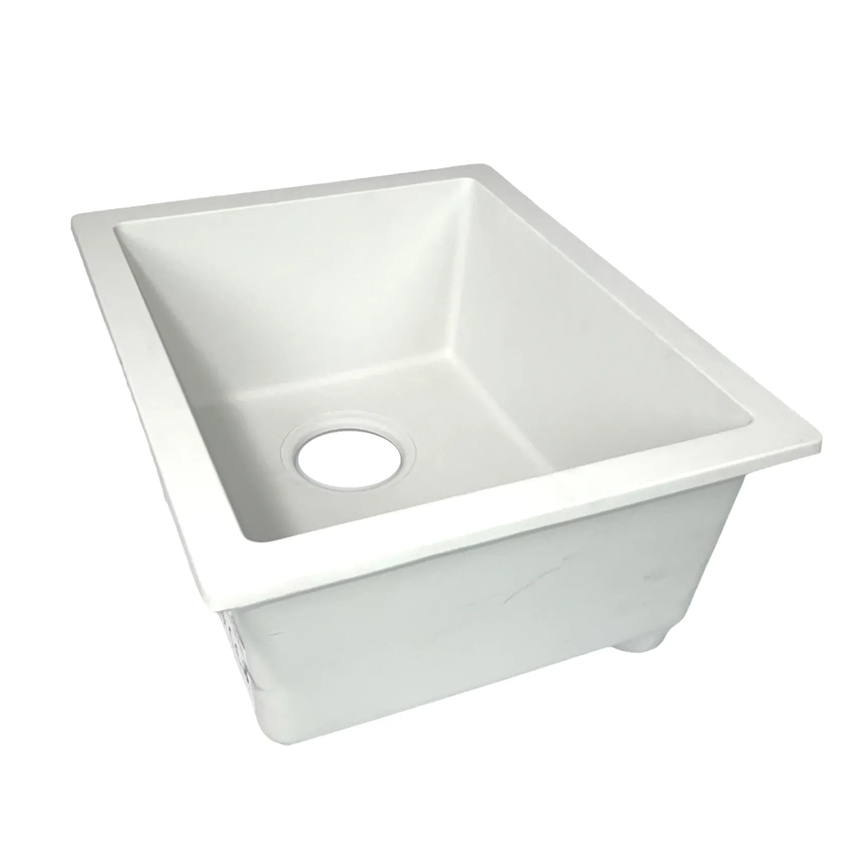 Nantucket Sinks Rockport 15" Rectangle Granite Composite Bar/Kitchen Sink with Accessories, White, PR1815-W