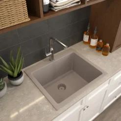 Nantucket Sinks Rockport 25" Dual Mount Granite Composite Laundry Sink, Truffle, PR2522-DM-TR
