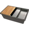 Nantucket Sinks Rockport 30" Dual Mount Granite Composite Workstation Kitchen Sink with Accessories, Titanium, PR3019PS-TI