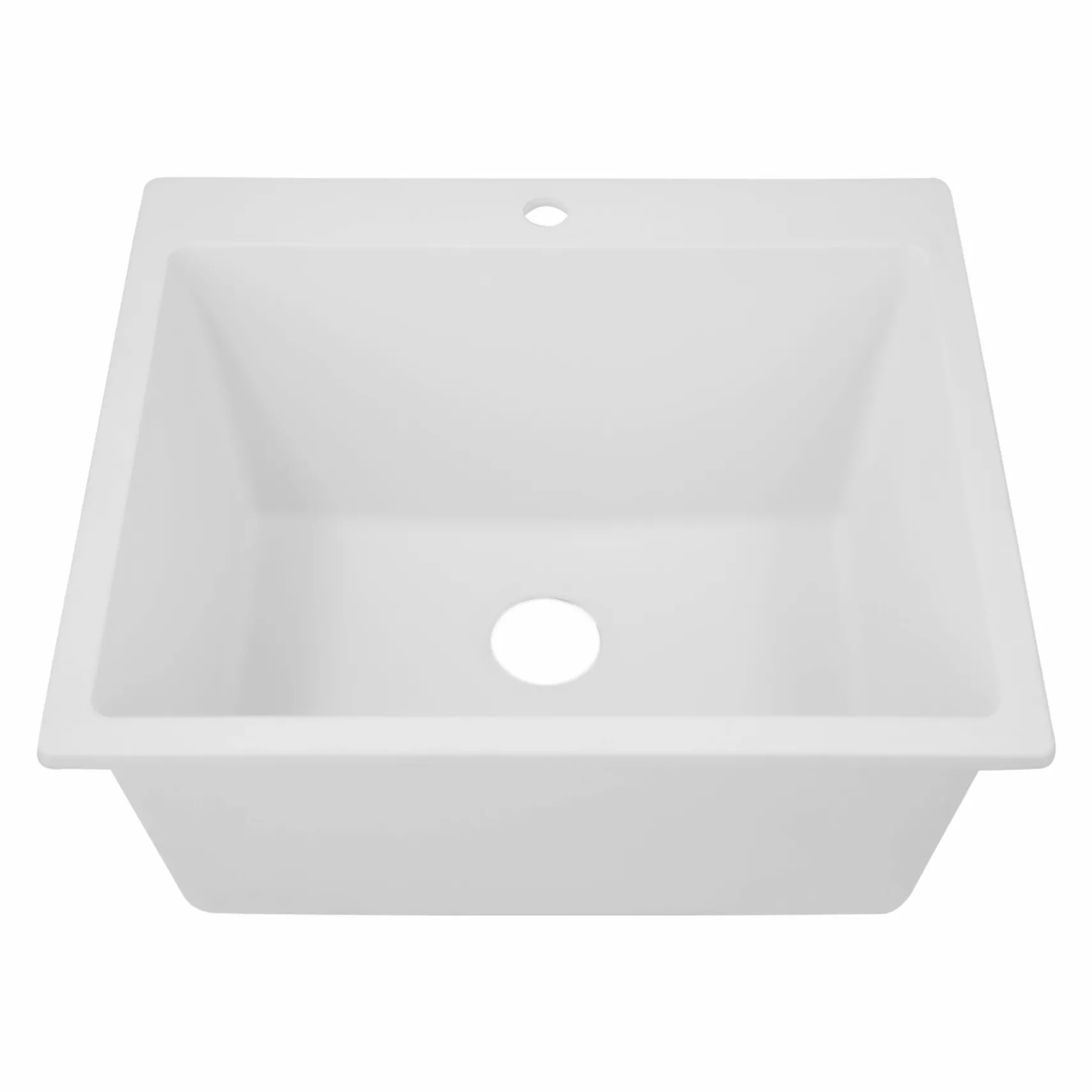 Nantucket Sinks Rockport 25" Dual Mount Granite Composite Laundry Sink, White, PR2522-DM-W