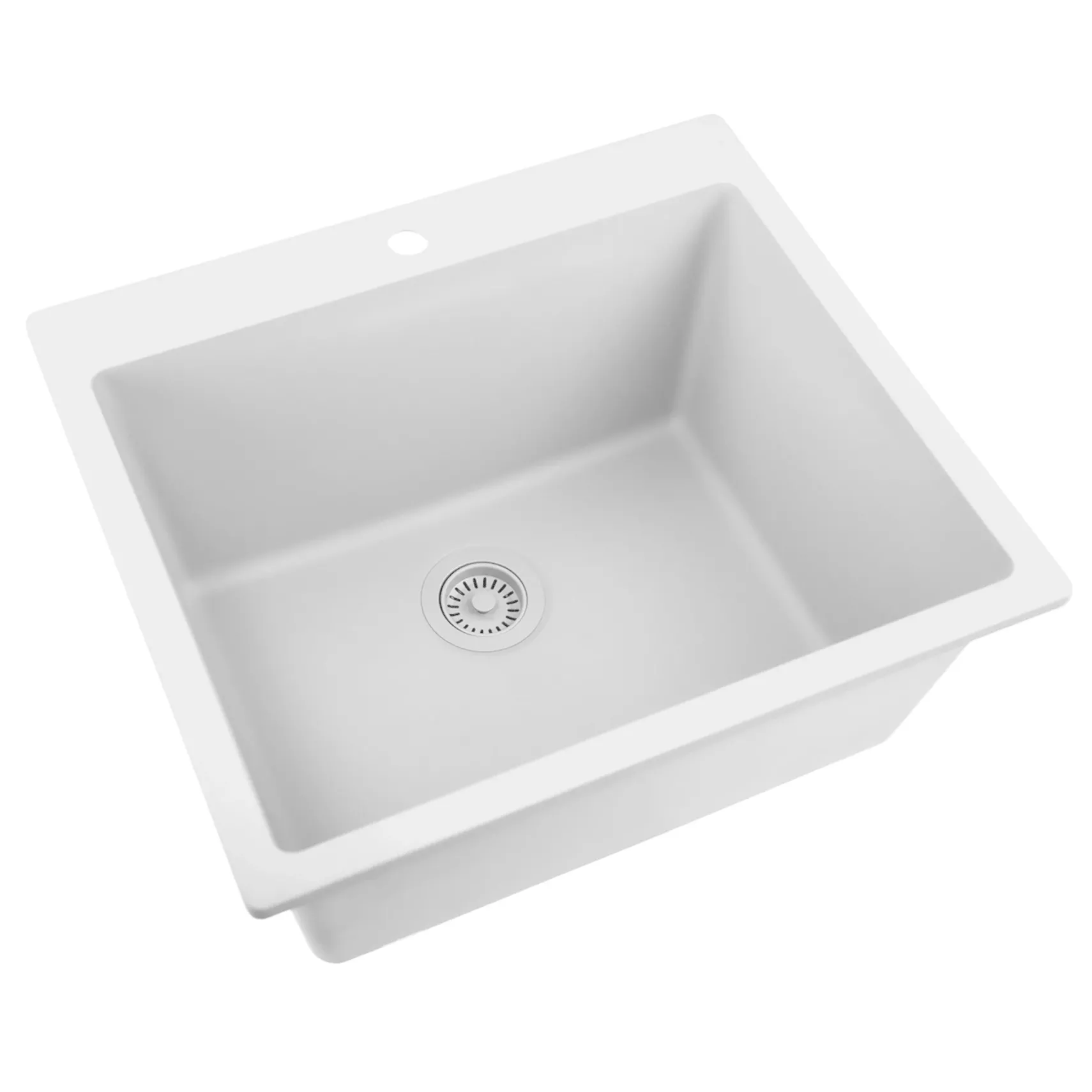Nantucket Sinks Rockport 25" Dual Mount Granite Composite Laundry Sink, White, PR2522-DM-W