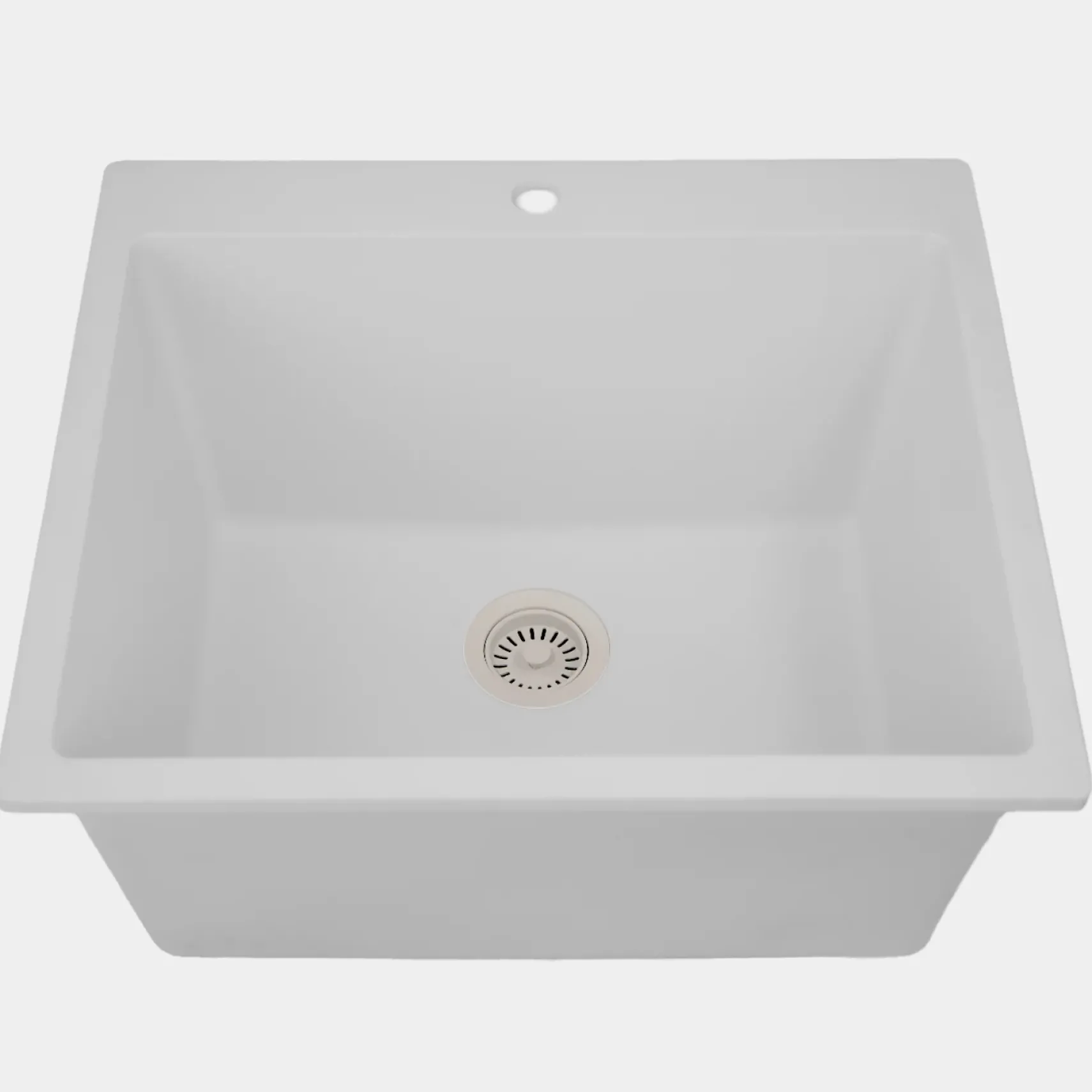 Nantucket Sinks Rockport 25" Dual Mount Granite Composite Laundry Sink, White, PR2522-DM-W
