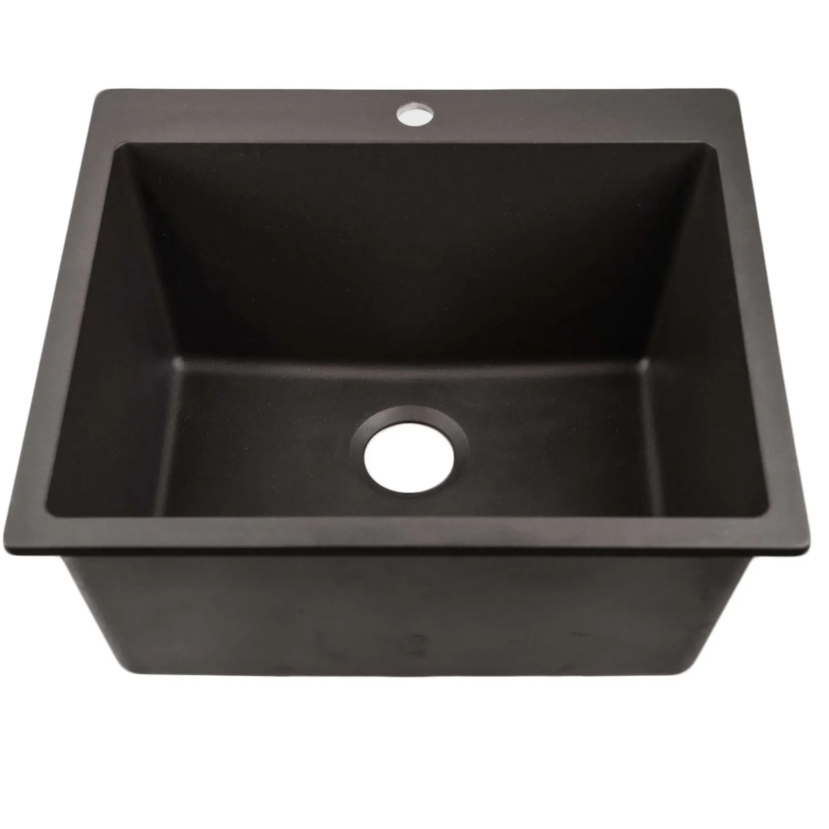 Nantucket Sinks Rockport 25" Dual Mount Granite Composite Laundry Sink, Black, PR2522-DM-BL