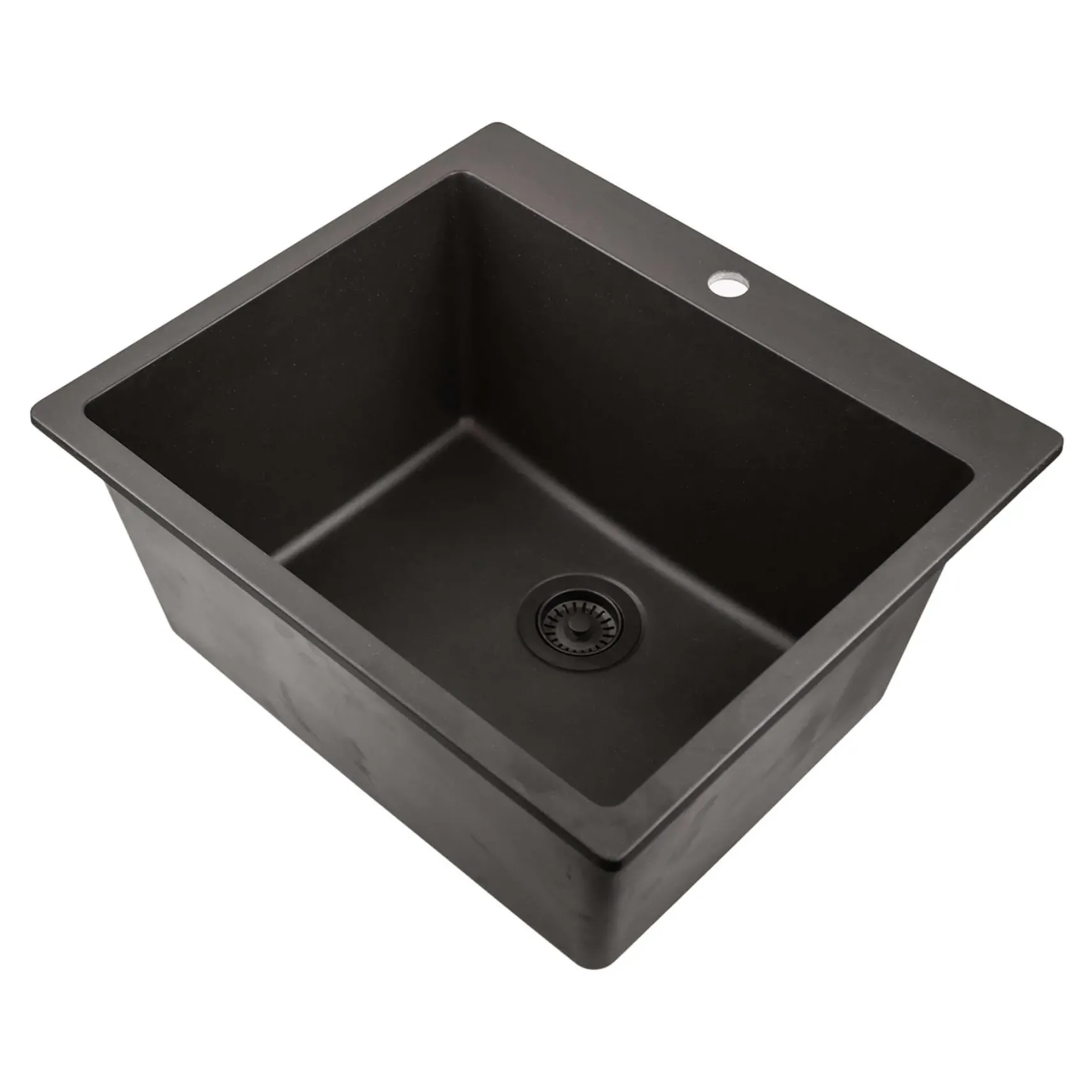 Nantucket Sinks Rockport 25" Dual Mount Granite Composite Laundry Sink, Black, PR2522-DM-BL