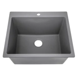 Nantucket Sinks Rockport 25" Dual Mount Granite Composite Laundry Sink, Titanium, PR2522-DM-TI