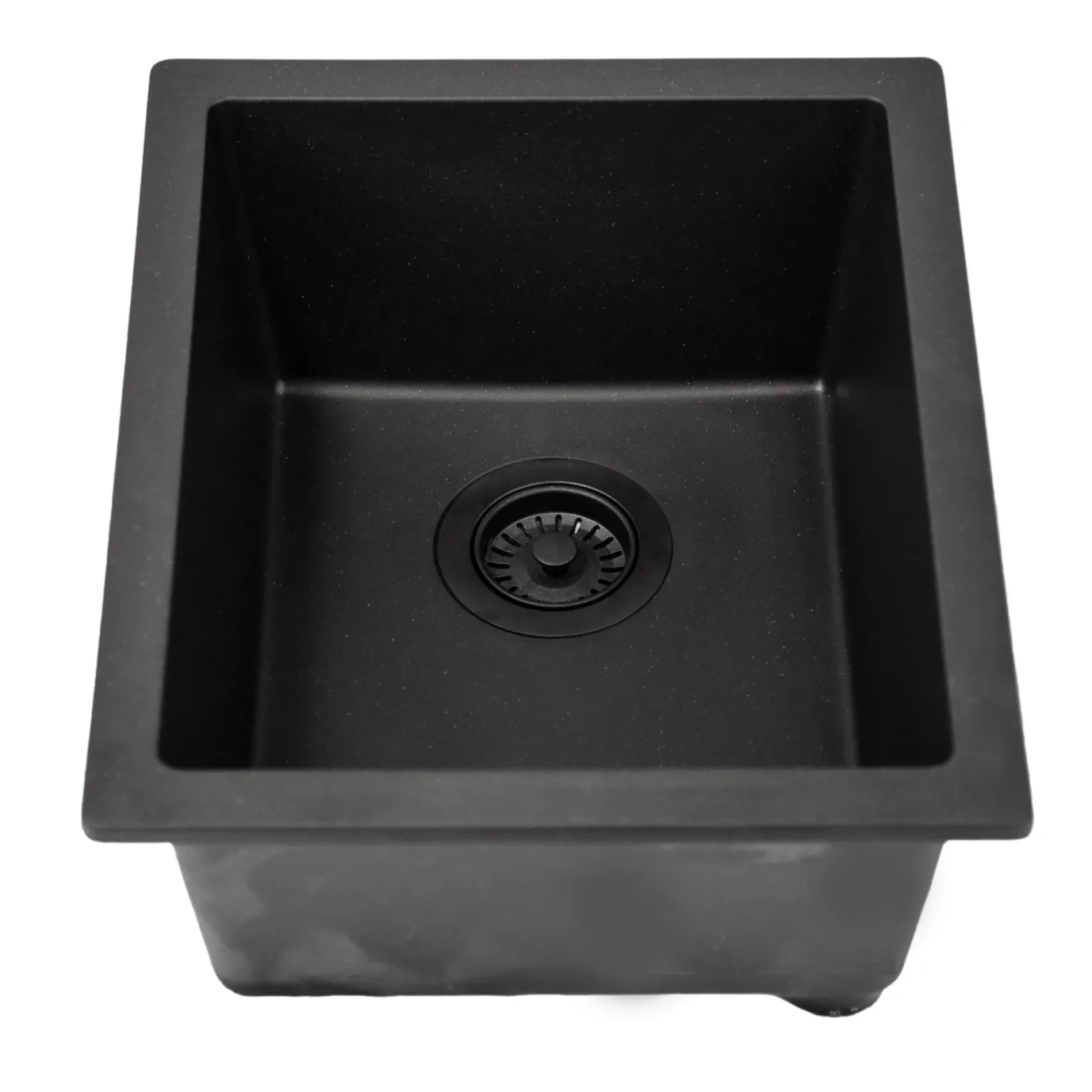 Nantucket Sinks Rockport 15" Rectangle Granite Composite Bar/Kitchen Sink with Accessories, Black, PR1815-BL