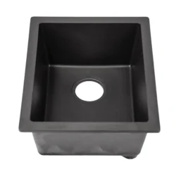Nantucket Sinks Rockport 15" Rectangle Granite Composite Bar/Kitchen Sink with Accessories, Black, PR1815-BL