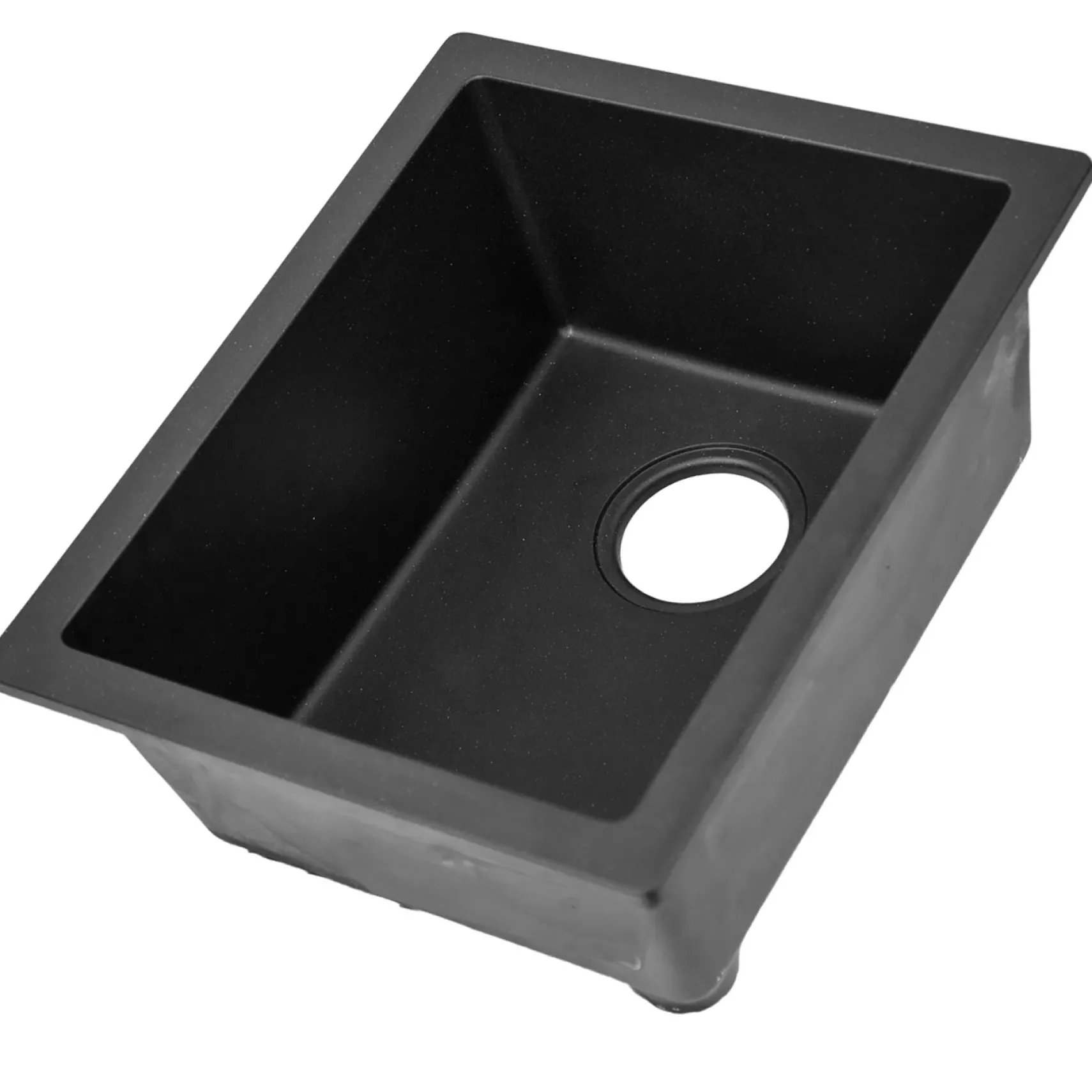Nantucket Sinks Rockport 15" Rectangle Granite Composite Bar/Kitchen Sink with Accessories, Black, PR1815-BL