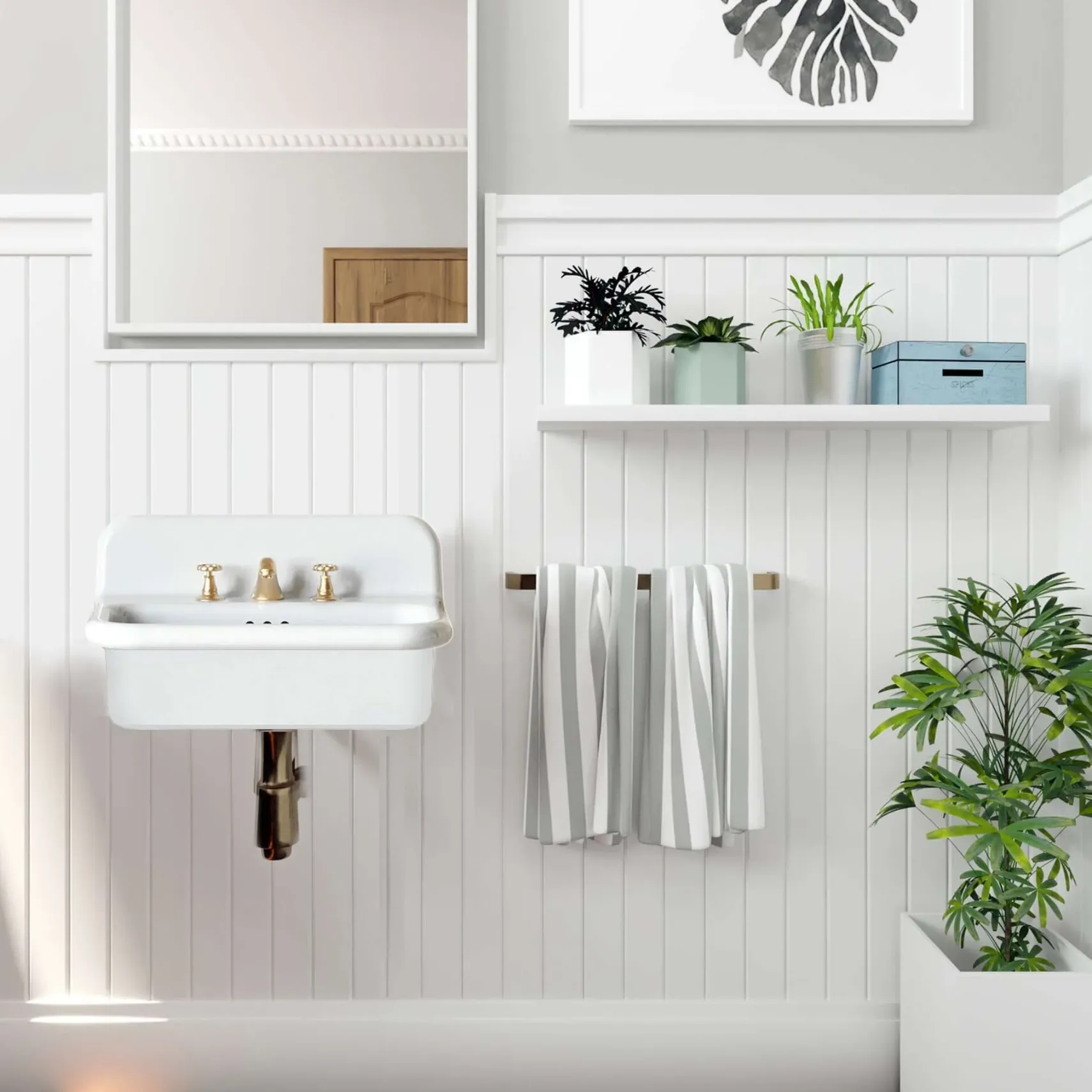 Nantucket Sinks Victorian 19.5" x 17.75" Irregular Wallmount Fireclay Bathroom Sink with Accessories, White/White, NS-VCDM20-WW