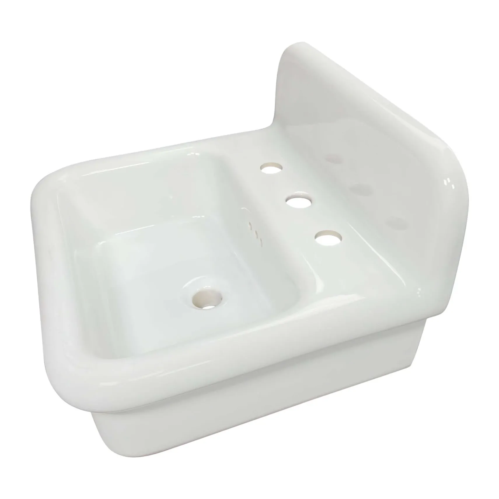 Nantucket Sinks Victorian 19.5" x 17.75" Irregular Wallmount Fireclay Bathroom Sink with Accessories, White/White, NS-VCDM20-WW