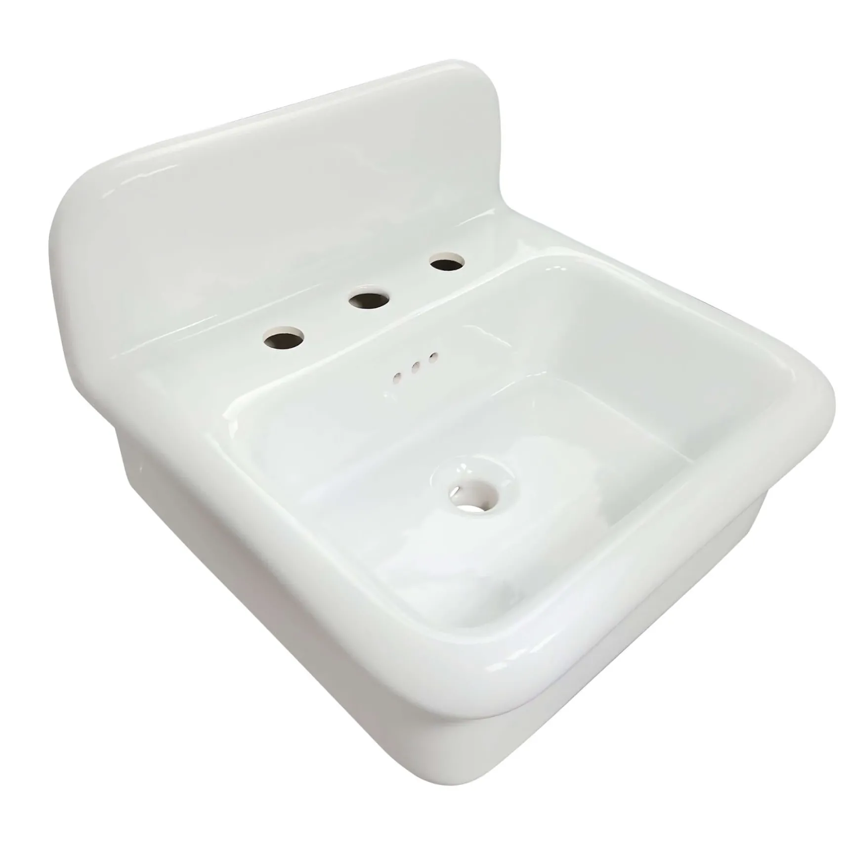 Nantucket Sinks Victorian 19.5" x 17.75" Irregular Wallmount Fireclay Bathroom Sink with Accessories, White/White, NS-VCDM20-WW