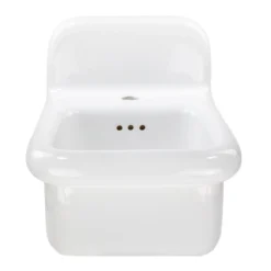 Nantucket Sinks Victorian 13.58" x 17.91" Irregular Wallmount Fireclay Bathroom Sink with Accessories, White/White, NS-VCDM14-WW